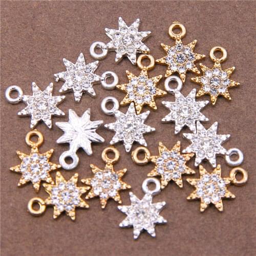 6pcs 12*22mm rhinestone stars KC gold zinc alloy pendant jewelry DIY necklace bracelet earring accessor