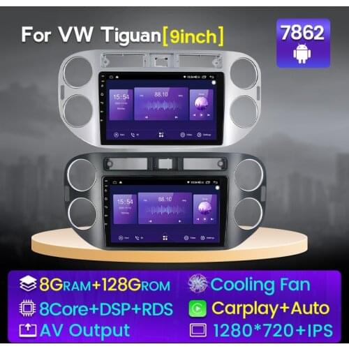 6GB+128GB Octa Core DSP QLED 1280*720 Android 10 Car Radio Navigation GPS Player For Volkswagen Tiguan 1 NF 2006 - 2016 No DVD