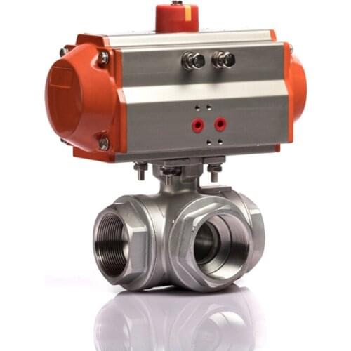 Brand Q614F domestic 2 inch stainless steel pneumatic water three-way ball valve