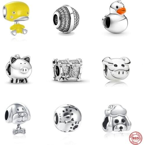 New 925 Sterling Silver Duck Pig Chicken Dog DIY Exquisite Bead Suitable For Original Pandora Charm Bracelet Ladies Jewelry Gift