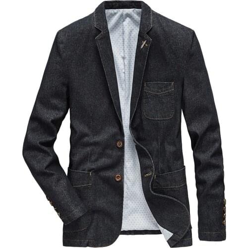 Business Jean Coats Men Casual Suits M-4Xl Denim Blazer Men Jacket Cotton Autumn Spring Fashion Male Clothes Slim Fit