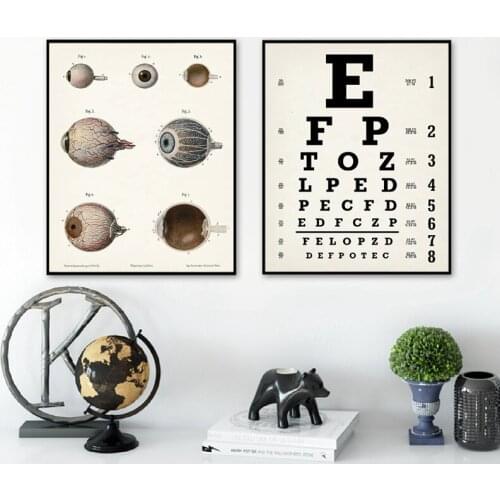 Eyechart Art Print Snellen Eye Chart Poster Optometrist Gift Human Eye Anatomy Posters Clinic Wall Art Decor Canvas Painting