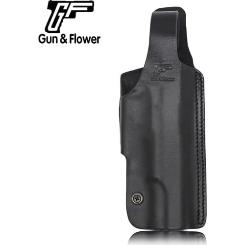 Gun&Flower Colt 1911 Pistol Italy Leather 4-Position Holster 4 Way Concealment Belt Open Muzzle Gun Pouch Holder for 1.5" Belt