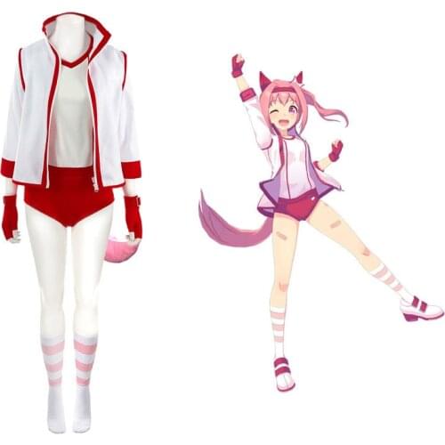 Pretty Derby Cosplay Costume Cute Girls Haru Urara Top Sets Party T-Shirt Jacket Shorts Clothing With Socks Gloves Headwear Tail
