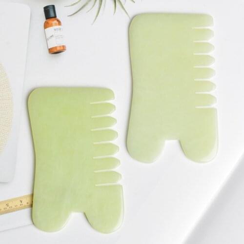 Head Massager Jade Massage Comb Hair Brush Gua Sha Board Stone Body Massage Brush Scalp Massager Meridian Comb Hair Treatment