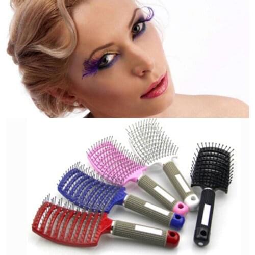 Hair Scalp Massage Comb Plastic Bristle Hairbrush Wet Curly Detangle Hair Brush For Salon Hairdressing Styling Tools