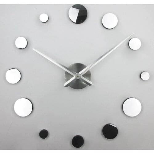Metal EVA round large wall clock modern design silent 3d wall decor clock 3d wall mirror sticker&murals reloj de pared
