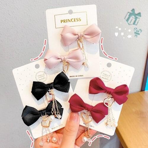 Fashion Pearl Hair Clip For Women Korean Hairpins Geometric Bow Pendant Hair Barrettes Girl Hairgrip Side Clip Hair Accessories
