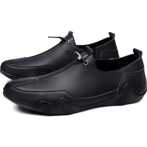 New Men Genuine Leather Loafers Luxury Men Casual Driving Breathable Slip on Moccasins Comfortable Sneakers Men Lace-up Sneakers