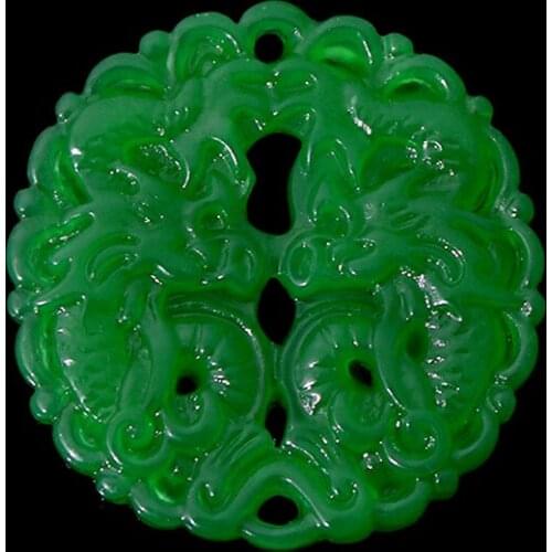 Natural Green Hand-carved Double Dragon Jade Pendant Fashion Boutique Jewelry Men and Women Necklace Gift Accessories