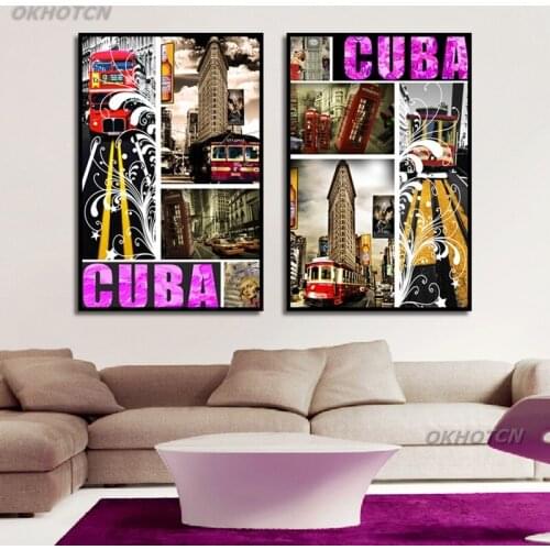 Cuba Street View Poster Retro Style Printing Canvas Painting Wall Art Decorative Modular Picture For Living Room Home Decoration
