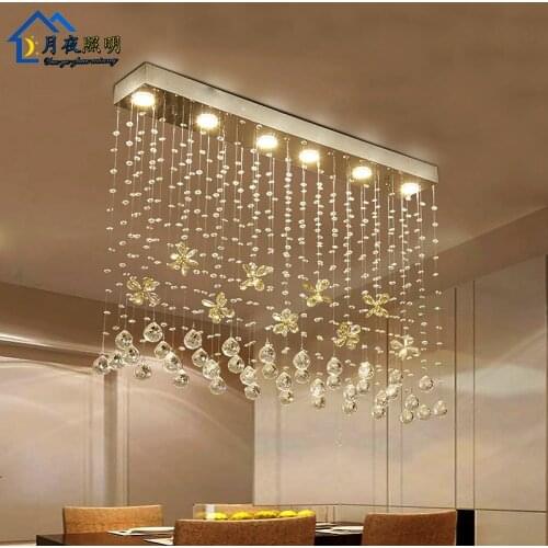 Simple LED Crystal Rectangular Chandelier Living Room Dining Bar Chandelier