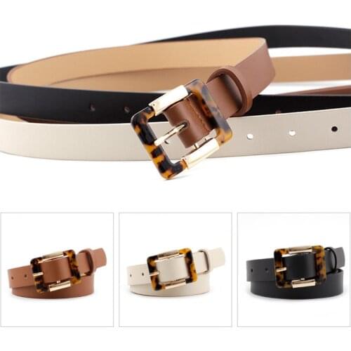 Womens Amber Square Pin Buckle Belt Casual Fashion Wild Jeans Dress Leopard Print Buckle Waistband