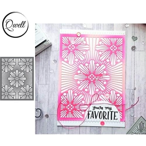 QWELL 111*142.7mm Flowers Background Frame Metal Cutting Dies Stencil DIY Scrapbooking Craft Paper Cards Album 2021 Hot Sale