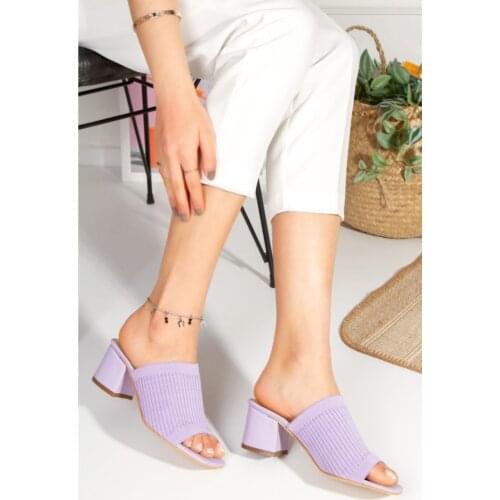 Lilac Women Summer fashion Knitwear Heels Slippers Fashion Flexible Band Comfortable Casual Attractive Daily and Special