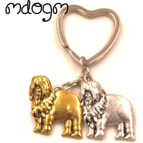 Old English Shepherd Dog Animal Gold Silver Plated Metal Pendant Keychain For Bag Car Women Men Boys Love Jewelry K031