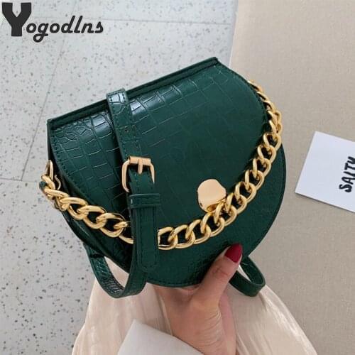 Fashion Semicircle Saddle Shoulder Crossbody Bag Luxury Female Alligator Messenger Bag For Women PU Leather Purse Bolsa Feminina