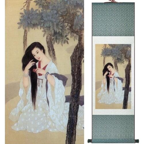 Traditional Chinese pretty girls painting Home Office Decoration beautifull women painting040702