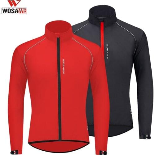 WOSAWE Windproof Riding Cycling Jackets Windbreaker Running Bicycle Clothing Water Repellent Bike Long Sleeve Jerseys Windcoat
