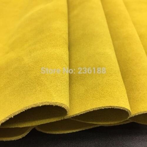 Yellow Genuine Cow Suede Leather Fabric Material for Casual Boots/handbag ,Free Shipping