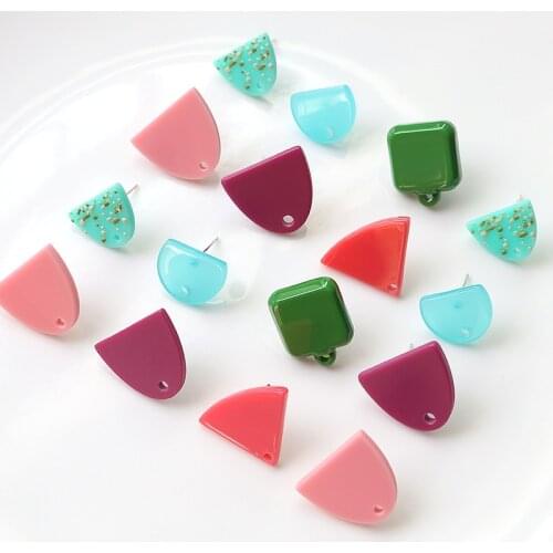 Geometric irregular shape 50pcs/lot Resin material fashion women earrings stud diy jewelry earring accessory