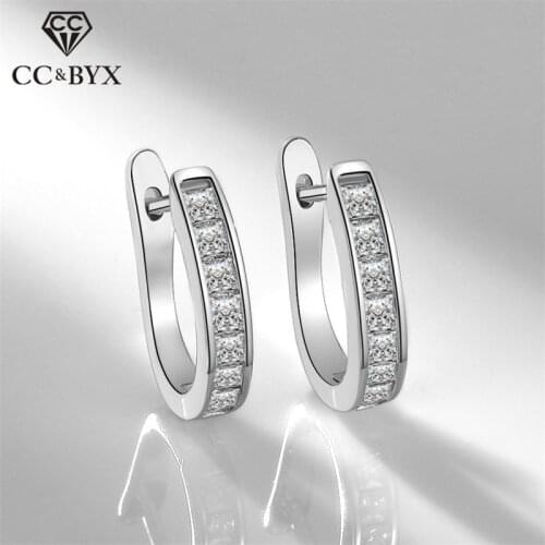 Clip Earrings For Women 925 Silver Earring Simple Fashion Cubic Zirconia Wedding Engagement Jewelry Brincos Accessories CCE640