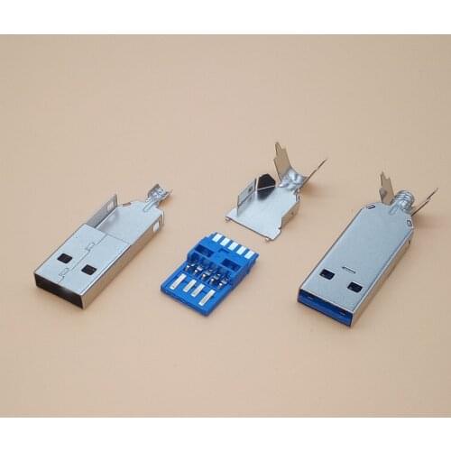 10pcs/lot DIY USB 3.0 male connector jack soldering type socket 3 in 1 for DIY USB 3.0 Cable