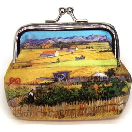 10 pieces Vintage Women Printing coin Purses girl hasp Zero Wallet Ladies Clutch change purse Female mini money PU Leather Bag