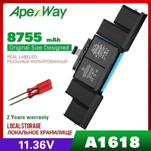 11.36V Laptop Battery A1618 A1398 for Apple MacBook Pro Retina 15'' 15.4" 2015 year 020-00079 MJLQ2LL/A MJLT2LL/A 8755mAh