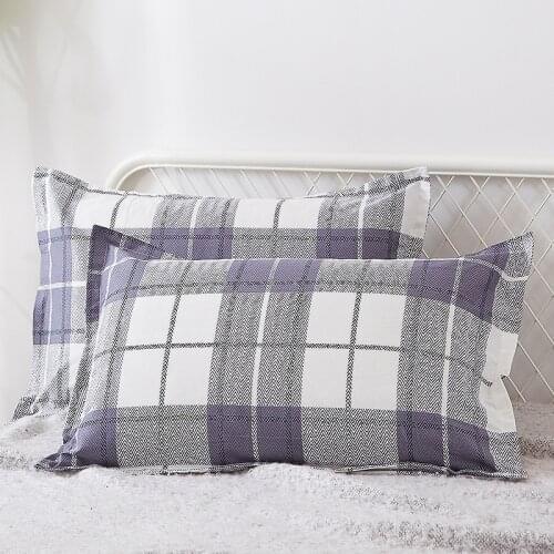 2PCS Pure Cotton Pillowcase 48x74cm checked fabric envelope pillowcase strong and durable student Cotton pillow environmental