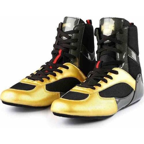2020 New Breathable Wrestling Shoes Gold Men Luxury Light Wight Flighting Boxing Shoes Size 39-46 Comfortable Wrestling Sneakers