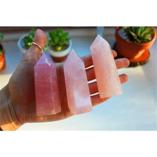 3 pcs drop shipping Natural rose quartz Crystal gemstone point meditation reiki healing rock crystal obelisk generator wand