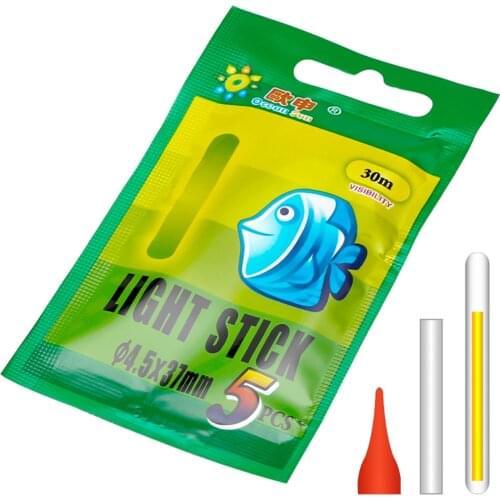 50 Pcs 10packs Fishing Glow Stick.4.5*37MM 3.0*25MM Night Fishing Glow Chemical Light Sticks Wand Green for Floating Accessories