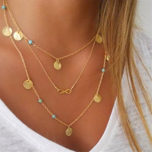 78MM Good Luck 8 Number Multi-Layer Necklace Women Korean Fashion Matte Sequin Combination Hip Hop Trend Necklace Jewelry Gift