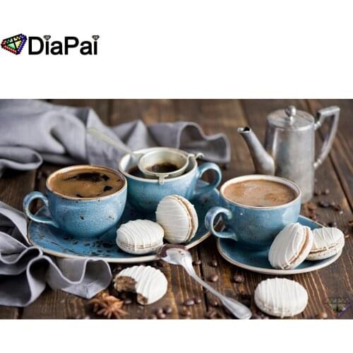 DIAPAI 5D Diamond Pattern Rhinestone Needlework Diy Diamond Painting Cross Stitch "Coffee cup cookie" Diamond Embroidery A26161