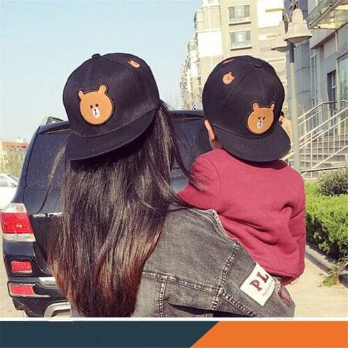 Children Baseball Cap Sports Kids Parents Boys Girls Hip-hop Cartoon Bear Black Mesh Snapback Hats кепка женская mondkapjes