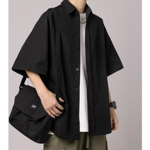 Summer Korean Fashion Blouses Office Lady Casual Harajuku Ice Silk Short Sleeve Men And Women Loose Oversize Solid Shirts Tops