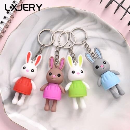 4 Styles Cartoon Rabbit KeyChain Women Lovely Key Chain Bag Pendant Key Ring For Kids Girls Toy Gift