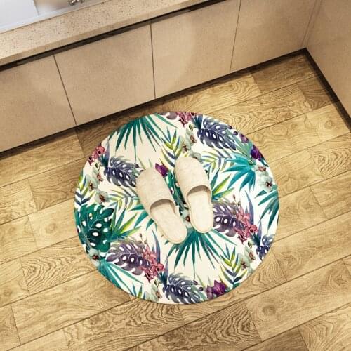 Floral Illustration Round Floor Mat Print Leaf Sakura Soft Area Rugs Large Home Living Room Bedroom Bathroom Decorate Carpet