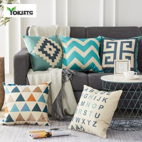YokiSTG Geometric Decorative Throw Pillow Case Linen Cotton Cushion Cover Creative Decoration For Home Sofa Car Covers 45X45cm