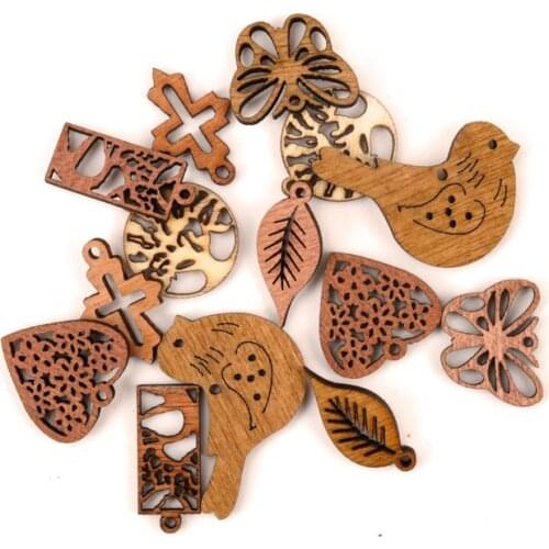 Wooden Cute Bird Tree Pattern Arts Scrapbooking Embellishments Craft Handmade Home Decoration Accessory DIY 20-35mm 20pcs