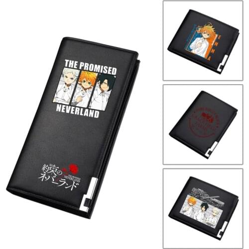 The Promised Neverland Anime Long Purse Coin Women Pu Leather Short Wallets Cartoon Gifts ID Card Holder Emma Norman Money Bag