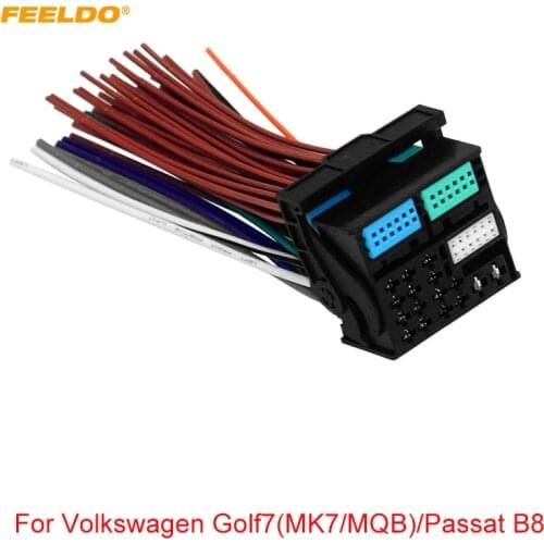 FEELDO Car Radio Stereo 52Pin Headunit Wring Harness For Volkswagen Golf7(MK7/MQB)/Passat B8 OEM MIB Radio
