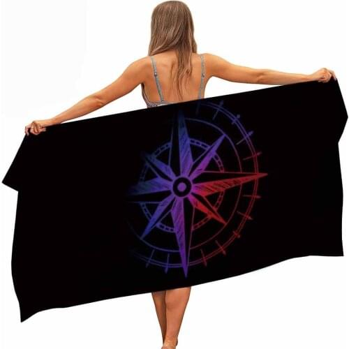 HELENGILI Compass Arrow Microfiber Pool Beach Towel Portable Quick Fast Dry Sand Outdoor Travel Swim Blanket Thin Yoga Mat