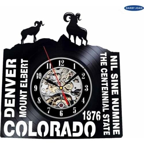 Colorado Decor USA States City Vinyl Record Clock Wall Decoration Modern Vintage Gift Room reloj