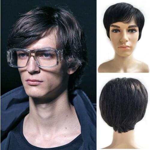Short Men Wig Straight Synthetic Wig For Middle-aged And Elderly Men Male Hair Fleeciness Realistic Natural Toupee Wigs