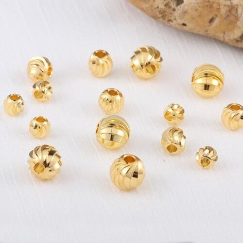 4mm Gold Color Round Spiral Copper Loose Spacer Beads for Jewelry Making Bracelet Earrings DIY Craft Findings