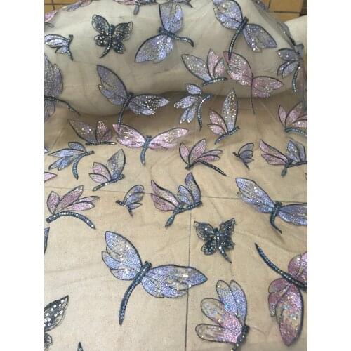 Latest African tulle Lace Fabric embroidered lace fabric SYJ-58688 for party dress