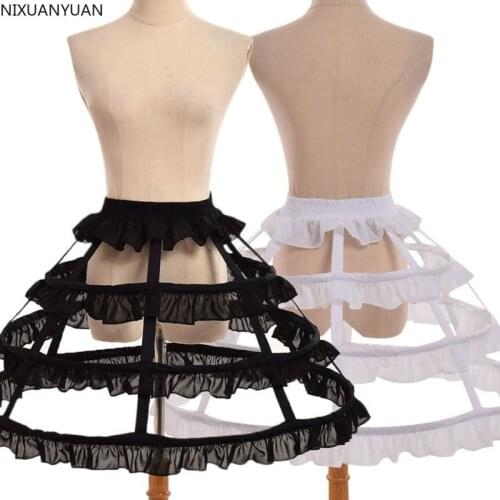 Girls Lolita Hollow Lotus Leaf Lace Bird Cage Fish Bone Skirt Cosplay Dress Skirt Petticoat Bride Wedding Dress Lining