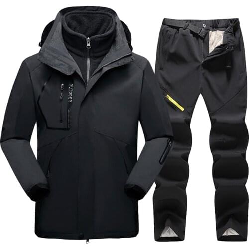 Ski Suit Men Windproof Waterproof Snowboard Jacket and Pants Suit Male Winter Thick Warm Snow Costumes Outdoor Camping Brand